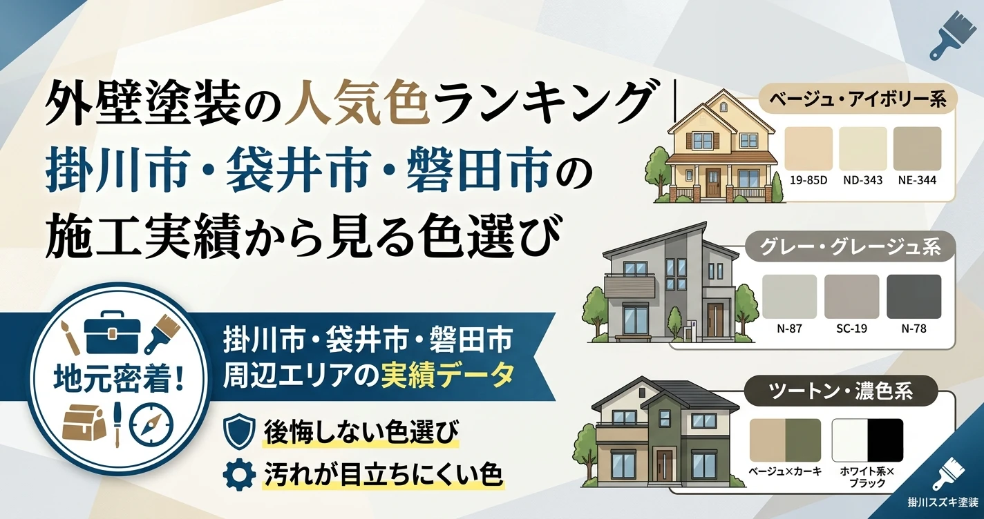 外壁塗装の人気色ランキング｜掛川市・袋井市・磐田市の施工実績から見る色選び